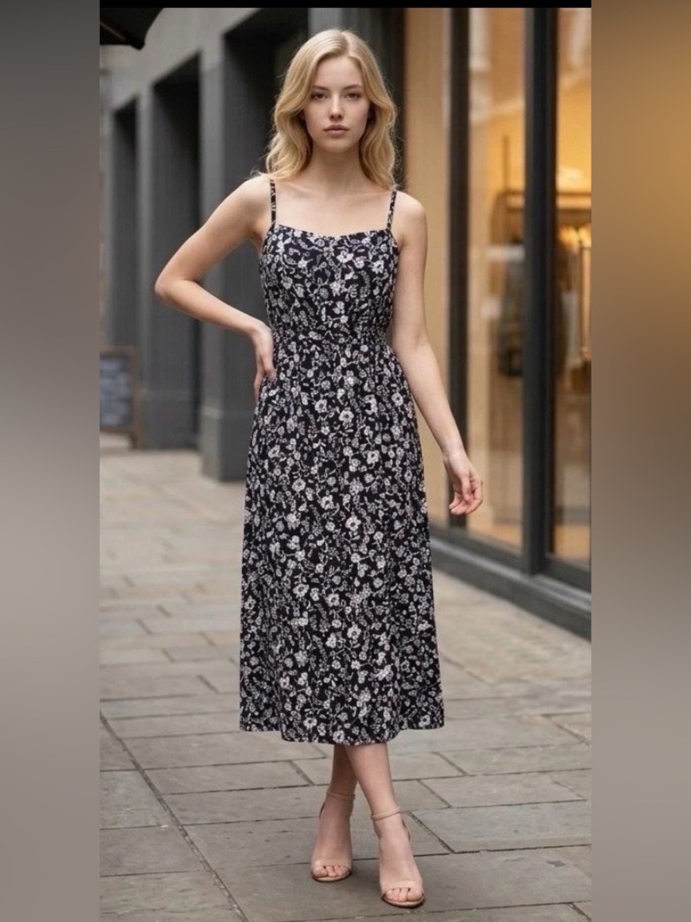 NEW WOMENS SIZE M BLACK & PINK PAISLEY TIERED MIDI DRESS BY SOCIALITE